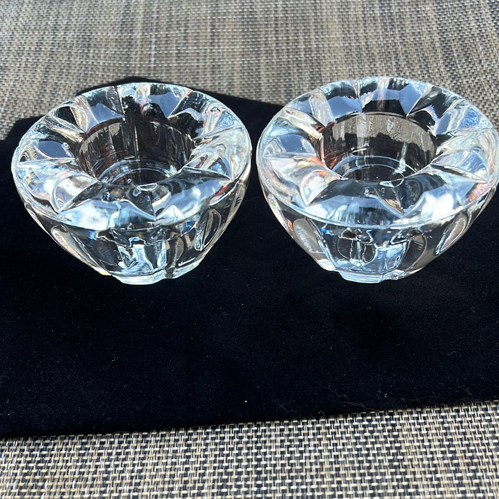 Vintage Crystal Taper/Tealight  Candle Holder Made in Taiwan Set of Two
